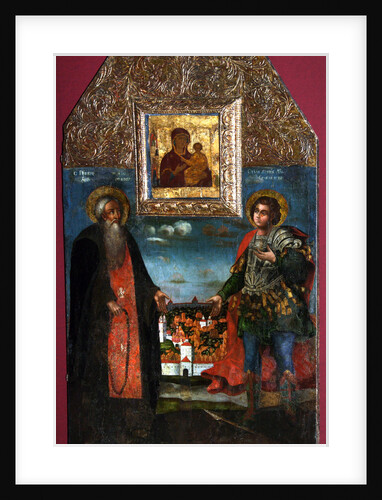The Virgin Hodegetria of Smolensk with Saints Abraham of Smolensk und Mercurius of Smolensk, 1722 by Russian icon