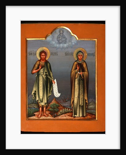 Saint John the Forerunner and Saint Olympia the Deaconess, End of 19th cen by Russian icon