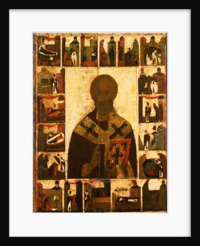 Saint Nicholas with scenes from his life, 14th century by Russian icon