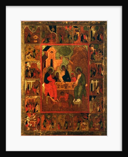 The Hospitality of Abraham (Old Testament Trinity), End of 16th cen by Russian icon