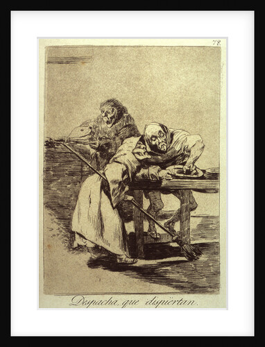 Despacha Que Dispiertan (Be quick, they are waking up), plate 78 from Los Caprichos, 1799 by Francisco de Goya