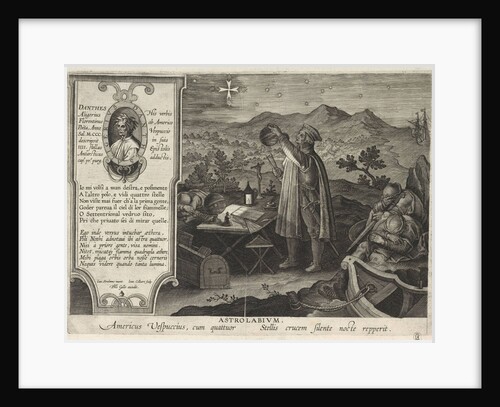 Amerigo Vespucci finding the Southern Cross constellation with an astrolabe by Philipp Galle