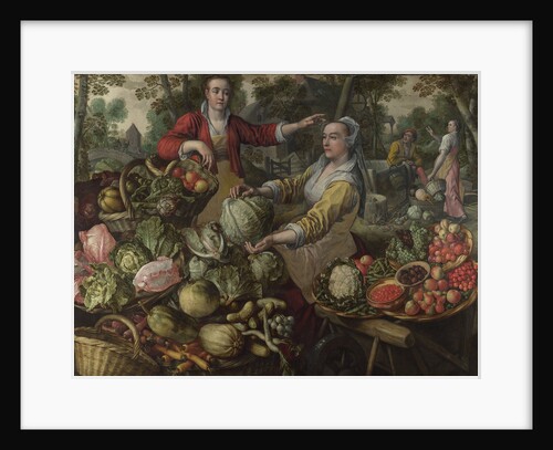The Four Elements: Earth. A Fruit and Vegetable Market with the Flight into Egypt in the Background, 1569 by Joachim Beuckelaer