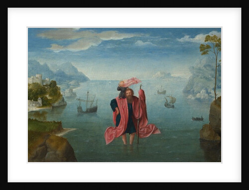 Saint Christopher carrying the Infant Christ, Mid of 16th cen by Master of the Female Half-Lengths