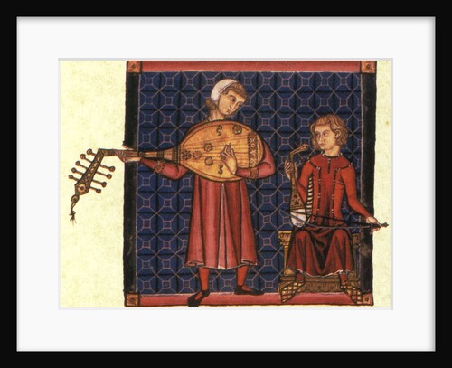 Two minstrels. Illustration from the codex of the Cantigas de Santa Maria, c. 1280 by Anonymous