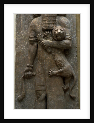 Hero Gilgamesh mastering a lion, 722-705 BC by Assyrian Art