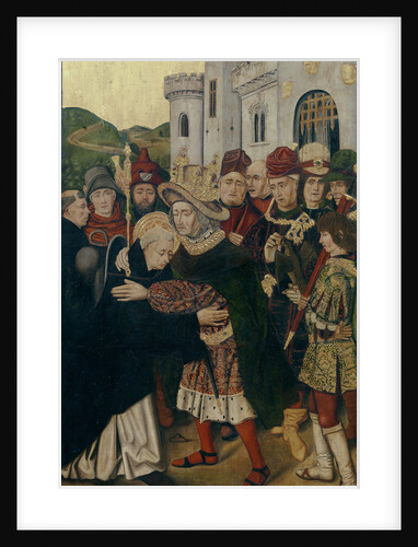 King Ferdinand I of Castile welcomed Saint Dominic of Silos, 1478-1480 by Bartolomé Bermejo