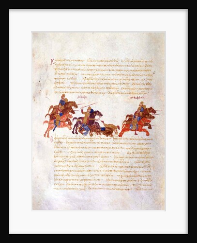 Pursuit of Sviatoslavs warriors by the Byzantine army (Miniature from the Madrid Skylitzes), 11th-1 by Anonymous