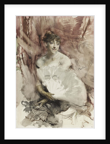 Woman with fan seated in a theatre box (Countess of Rasti), ca 1878 by Giovanni Boldini