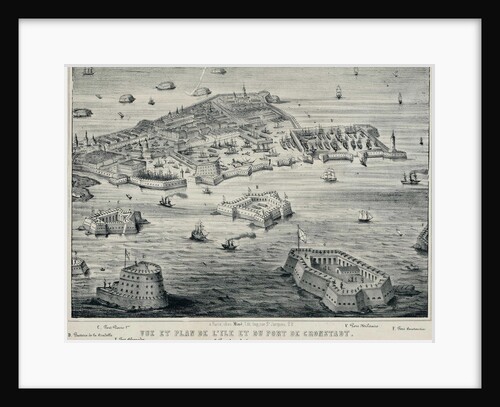 View and Plan of island and the port of Kronstadt, c. 1850 by Anonymous