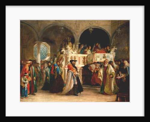 The Feast of the Rejoicing of the Torah at the Synagogue in Leghorn, Italy, 1850 by Solomon Alexander Hart
