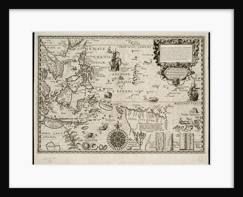 Insulae Moluccae celeberrimae sunt ob maximam aromatum copiam quam per totum terrarum orbem mittunt? by Petrus Plancius