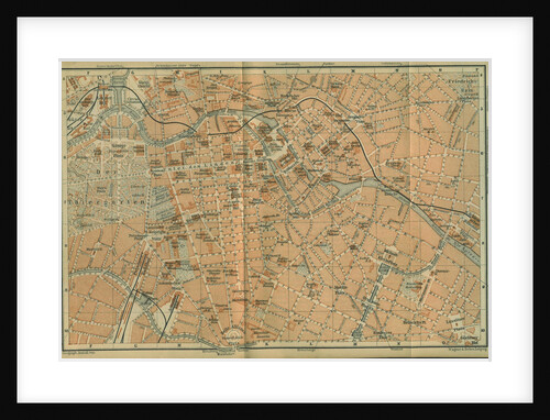 Map of Berlin Center, from a travel guide Baedekers Northeast Germany, 1892 by Leipzig Wagner & Debes