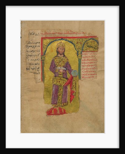 Alexander the Great in the Byzantine Emperor Dress (Miniature from the Alexander romance), 14th cent by Byzantine Master