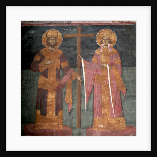 Exaltation of the Cross. Saints Constantine the Great and Helena, ca 1350 by Anonymous