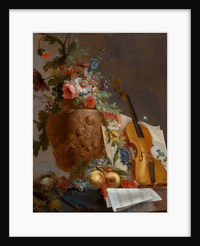 Still life with flowers and a violin, c. 1750 by Jean-Jacques Bachelier