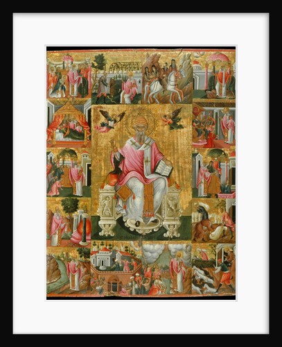 Saint Spyridon, Bishop of Trimythous with scenes from his life, Second Half of the 17th cen by Theodore Poulakis