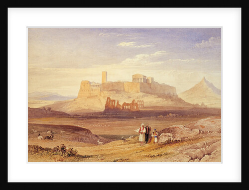 View of Athens with the Acropolis and the Odeon of Herodes Atticus, First quarter of 19th cen by William Purser