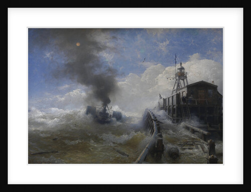Towboat leaving the port of Ostend at heyday, before 1882 by Andreas Achenbach