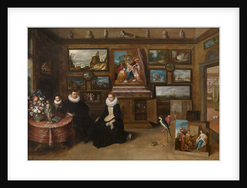 The Kunstkammer with a married couple and their son, First third of 17th cen by Frans Francken the Younger