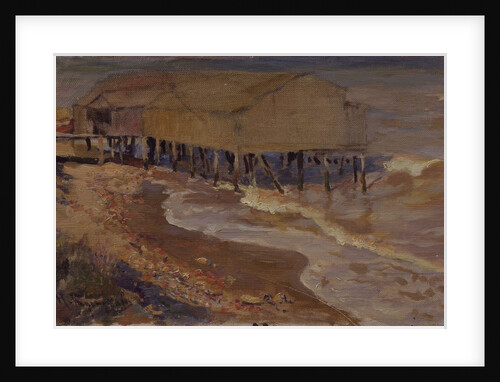 A bath house at the beach by Nikolai Dmitrievich Kuznetsov