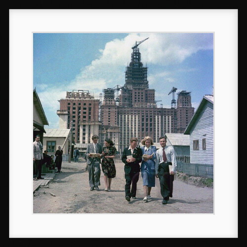 The construction of the main building of Moscow State University on Lenin Hills by Anonymous