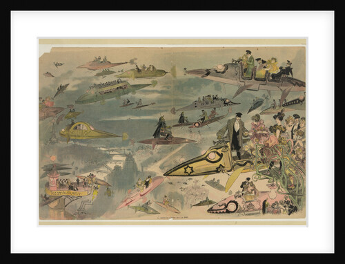 The exit of the opera in the year 2000 (Le Sortie de lopéra en lan 2000) by Albert Robida