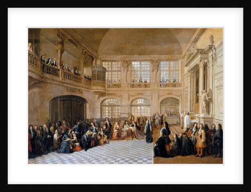 Louis XIV receiving the oath of the Marquis De Dangeau, Grand Master of the Order of Saint Lazare in by Antoine Pezey
