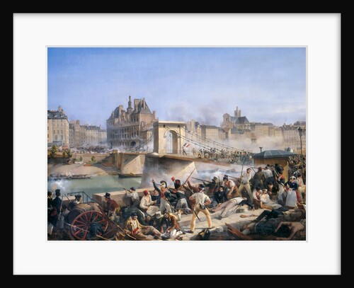 Attack on the Hotel de Ville and Combat on the Pont d?Arcole, July 28, 1830 by Amédée Bourgeois
