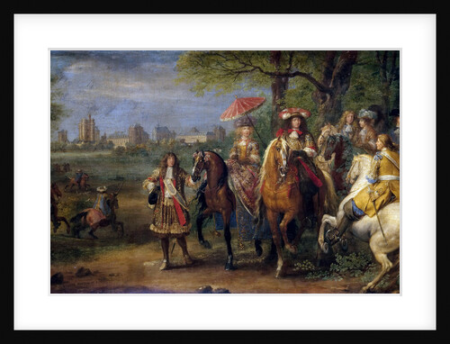 Chateau de Vincennes with Louis XIV and Marie Therese with their Court in 1669 by Adam Frans van der Meulen