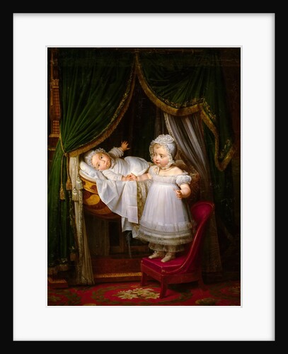 Henri of Artois, Count of Chambord, duc de Bordeaux in his cradle with his sister Louise Marie Thérè by Louis Hersent