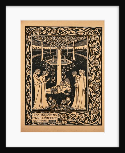 How Four Queens Found Lancelot Sleeping. Illustration to the book Le Morte dArthur by Sir Thomas by Aubrey Beardsley