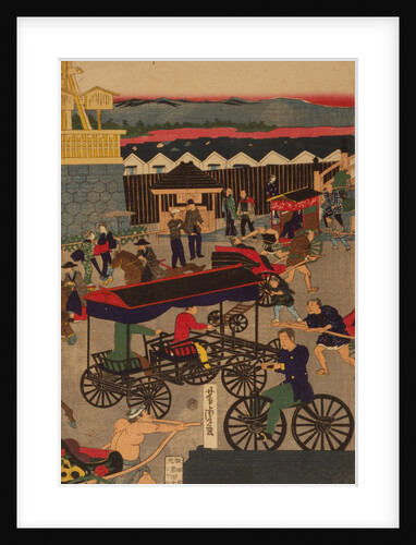 Flourishing Nihonbashi section of Tokyo. (Tokyo Nihonbashi han ei no zu) Triptych by Utagawa Yoshitora