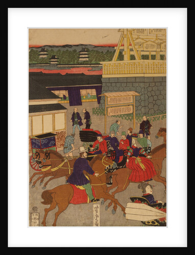 Flourishing Nihonbashi section of Tokyo. (Tokyo Nihonbashi han ei no zu) Triptych by Utagawa Yoshitora