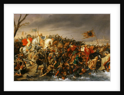 Lothair of France defeats Emperor Otto II on the banks of the Aisne, October 978 by Charles-Barthelemy-Jean Durupt