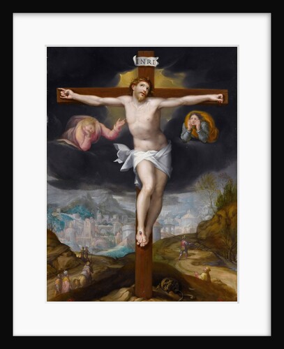 Christ on the Cross between two angels by Gillis Mostaert