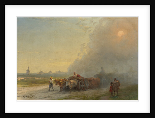 Ox-carts in the Ukrainian Steppe by Ivan Konstantinovich Aivazovsky