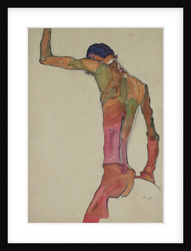 Male Nude with Arm Raised by Egon Schiele