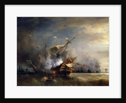 The naval Battle near Lizard Point, Cornwall on 21 October 1707 by Théodore Gudin