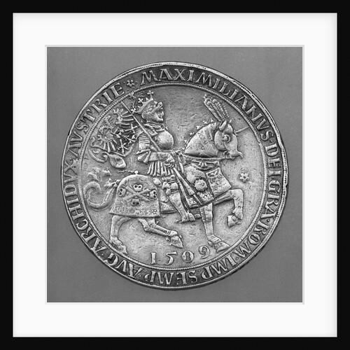 Emperor Maximilian I on Horseback. Thaler Coin from Hall by Ulrich Ursentaler the Elder
