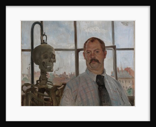 Selfportrait with skeleton by Lovis Corinth