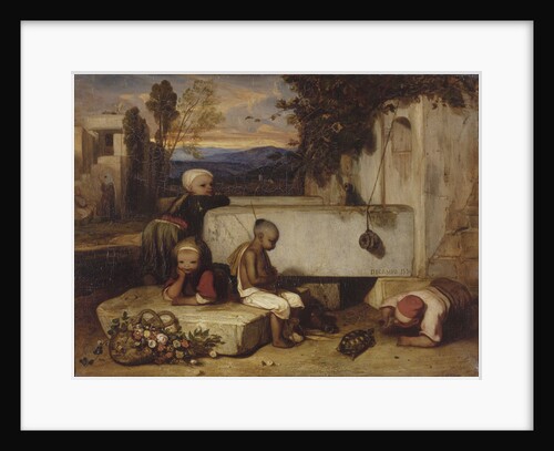 Turkish children playing with a turtle (Souvenir de la Turquie dAsie) by Alexandre Gabriel Decamps