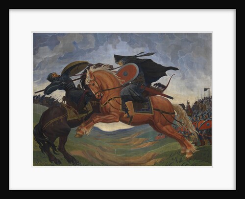 Single combat of Peresvet and Temir-murza on the Kulikovo Field in 1380 by Mavriki Petrovich Jacobi
