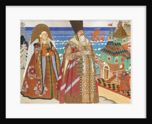 Illustration for the Fairy tale of the Tsar Saltan by A. Pushkin by Ivan Yakovlevich Bilibin