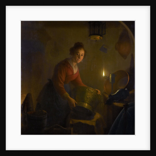 Woman in a Kitchen by Candlelight by Michiel Versteegh