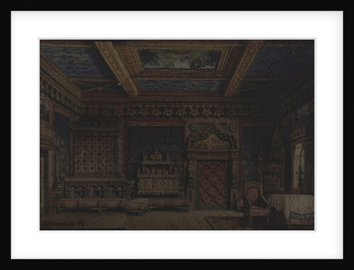 Stage design for the theatre play Death of Ivan the Terrible by A. Tolstoy by Matvei Andreyevich Shishkov