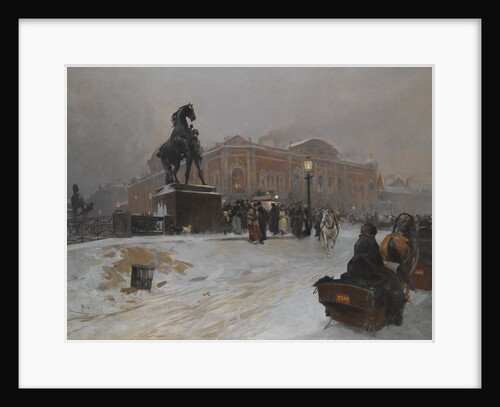 The Anichkov Bridge on Nevsky Prospekt at dusk by Paolo Sala