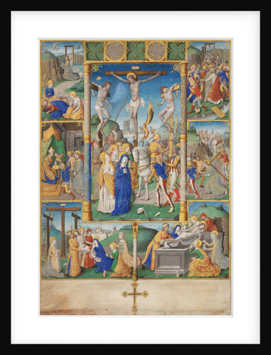 The Crucifixion with Six Scenes from the Passion of Christ by Master of Jacques de Besançon