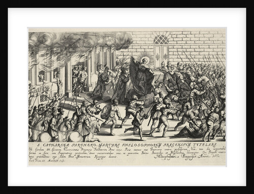 Saint Catherine protects Charles IV during the Pisan popular revolt in May 1355 by Matthäus Küsel