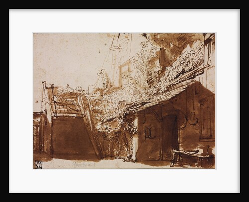 Farmhouse in Light and Shadow by Rembrandt van Rhijn